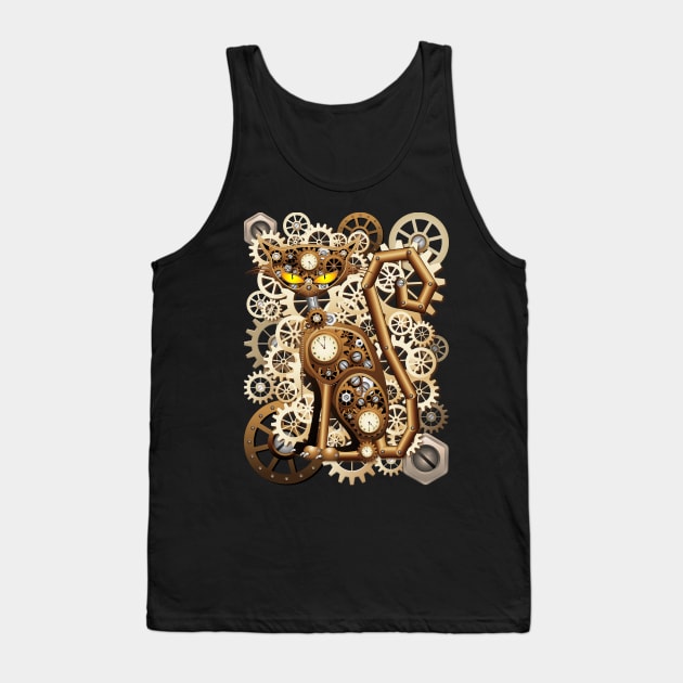 Steampunk Cat Vintage Style Tank Top by BluedarkArt